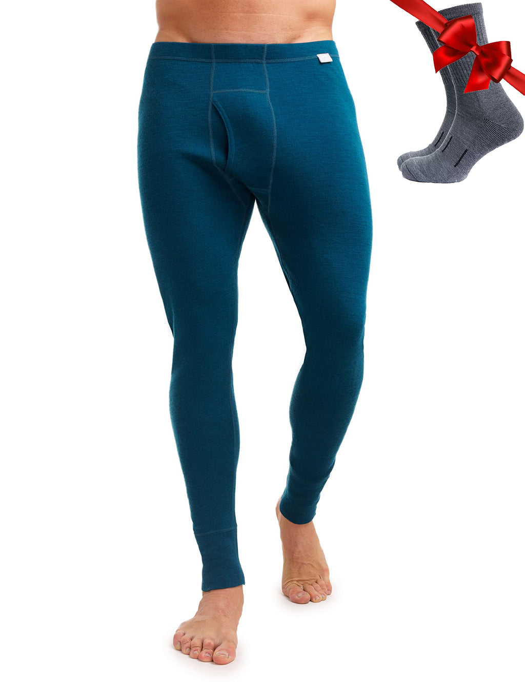 100% Merino Wool Base Layer Mens Pants - Thermal Underwear Long Johns