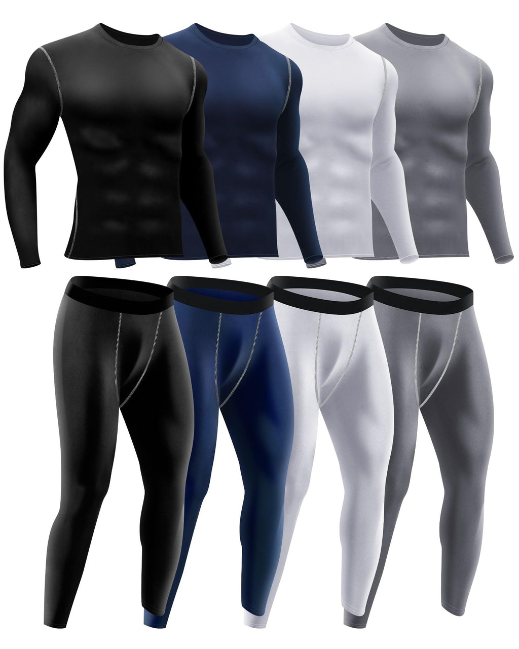 Hicarer 4/6 Set Mens Thermal Underwear Winter Base Layer