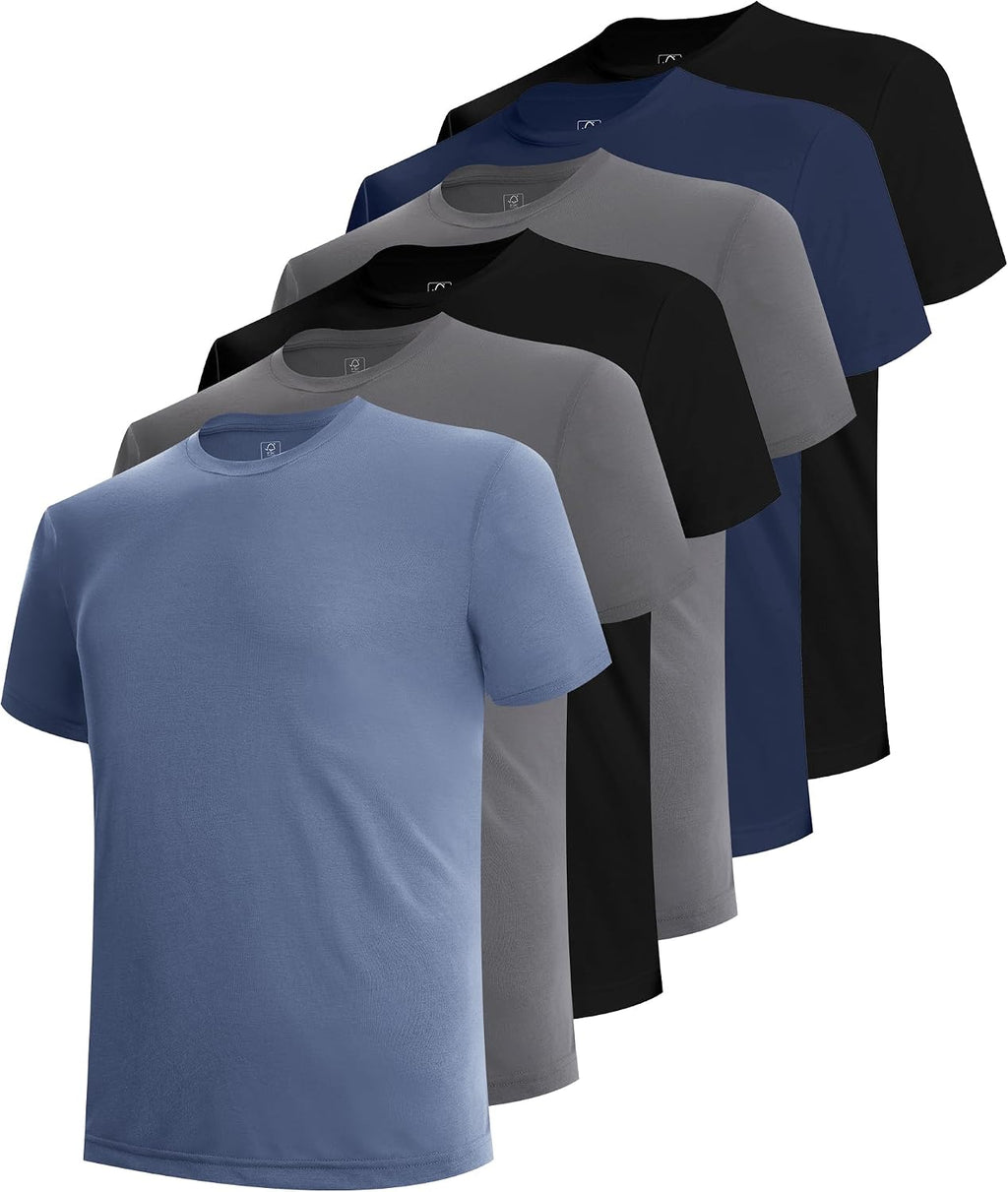 BAMBOO COOL Men's Undershirts Moisture Wicking Crewneck T Shirts 6 Pack