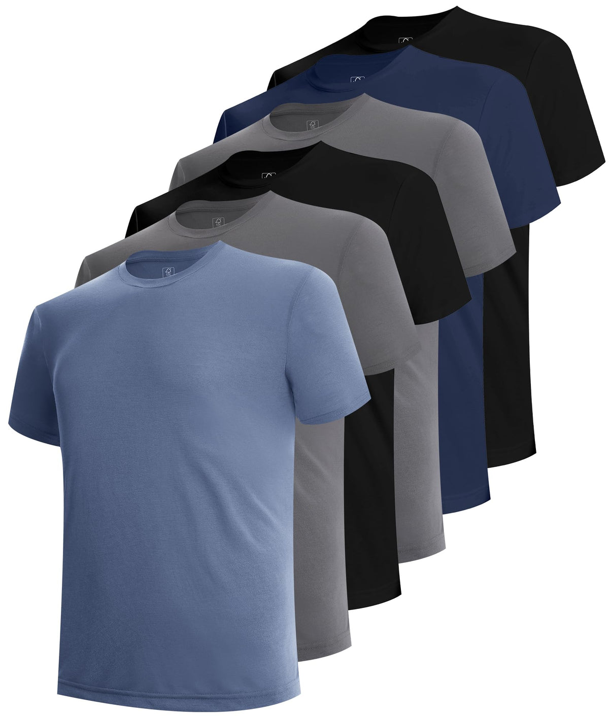 BAMBOO COOL Men's Undershirts Moisture Wicking Crewneck T Shirts 6 Pack