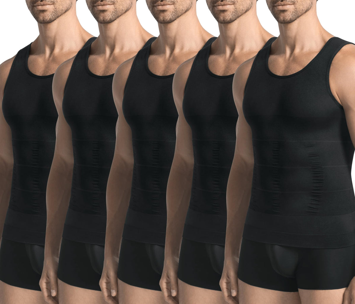 3 Pack Compression Shirt Men Body Shaper Vest Workout Tank Top