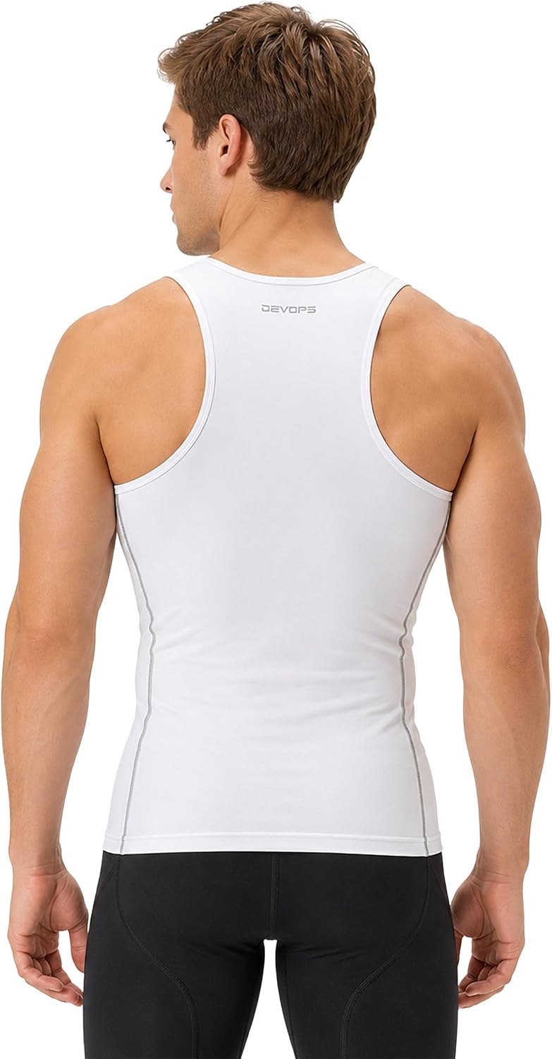 DEVOPS 3 Pack Men's Muscle Dry Fit Compression Tank Top Sleeveless Shirt