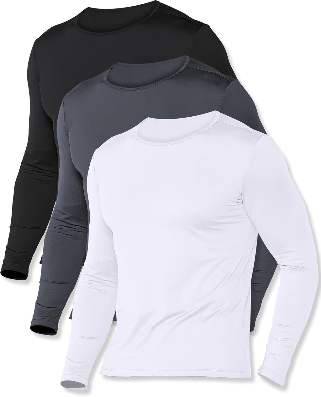 ZUTY 4 or 3 Pack Thermal Underwear for Men Long Sleeve Thermal Shirts Fleece Lined Soft Warm Base Layer Tops