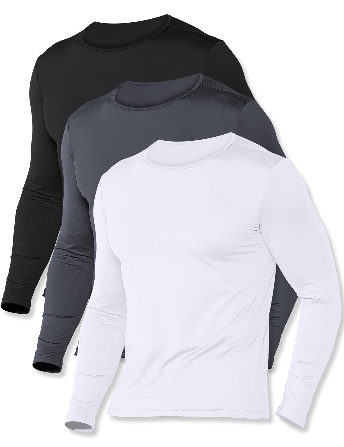 ZUTY 4 or 3 Pack Thermal Underwear for Men Long Sleeve Thermal Shirts Fleece Lined Soft Warm Base Layer Tops