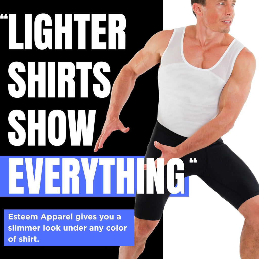 Esteem Apparel Original Men's Chest Compression Shirt to Hide Gynecomastia Moobs Shapewear