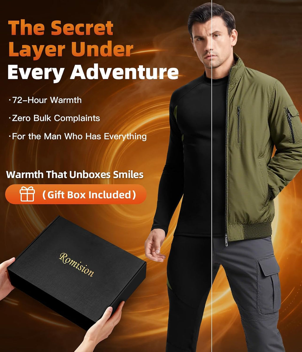 romision Mens Thermal Underwear Set Long Johns Fleece Lined Base Layer