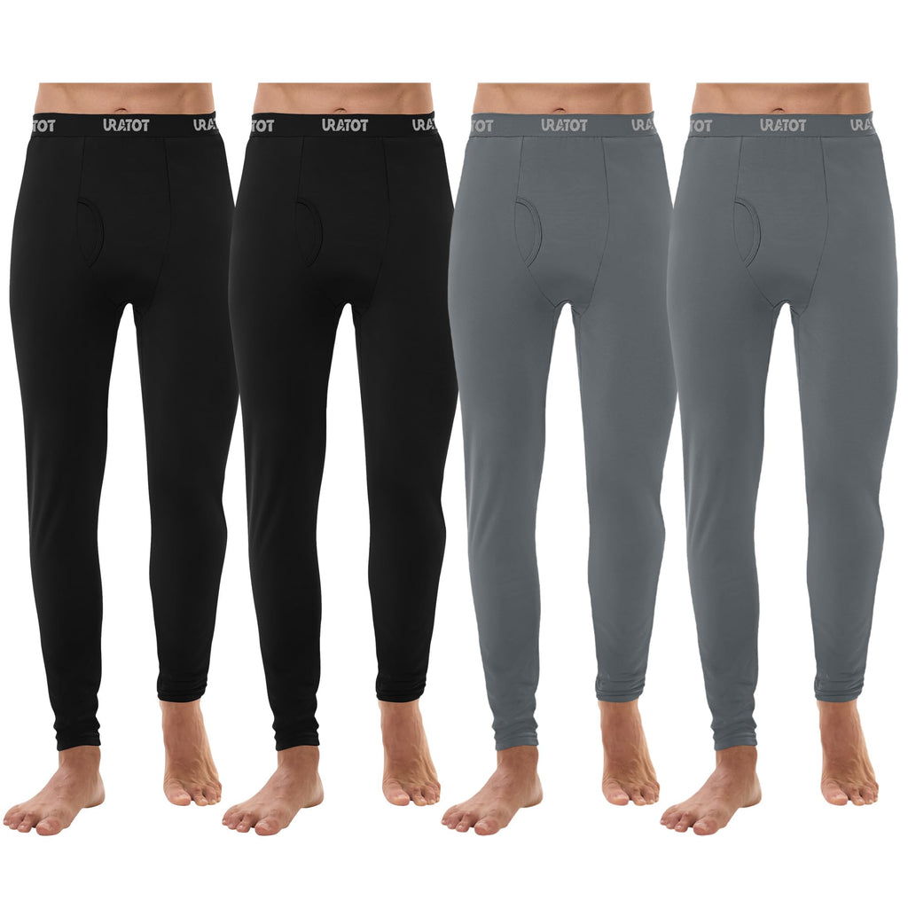 URATOT Men's Thermal Underwear Bottom Fleece Long Johns for Men Soft Warm Base Layer Thermal Pants for Cold Weather