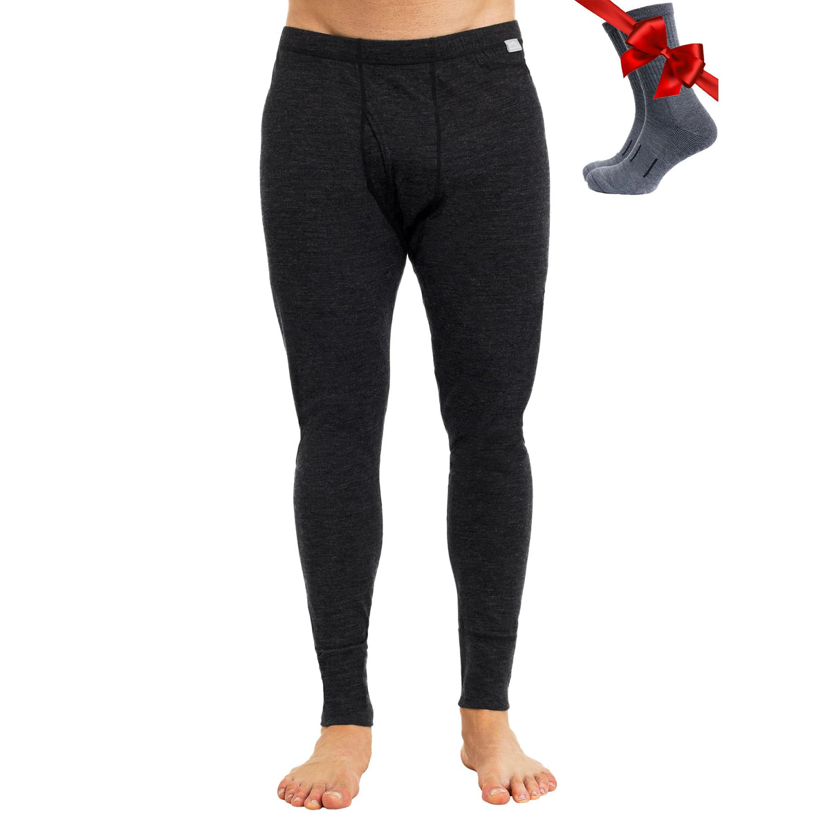 100% Merino Wool Base Layer Mens Pants - Thermal Underwear Long Johns
