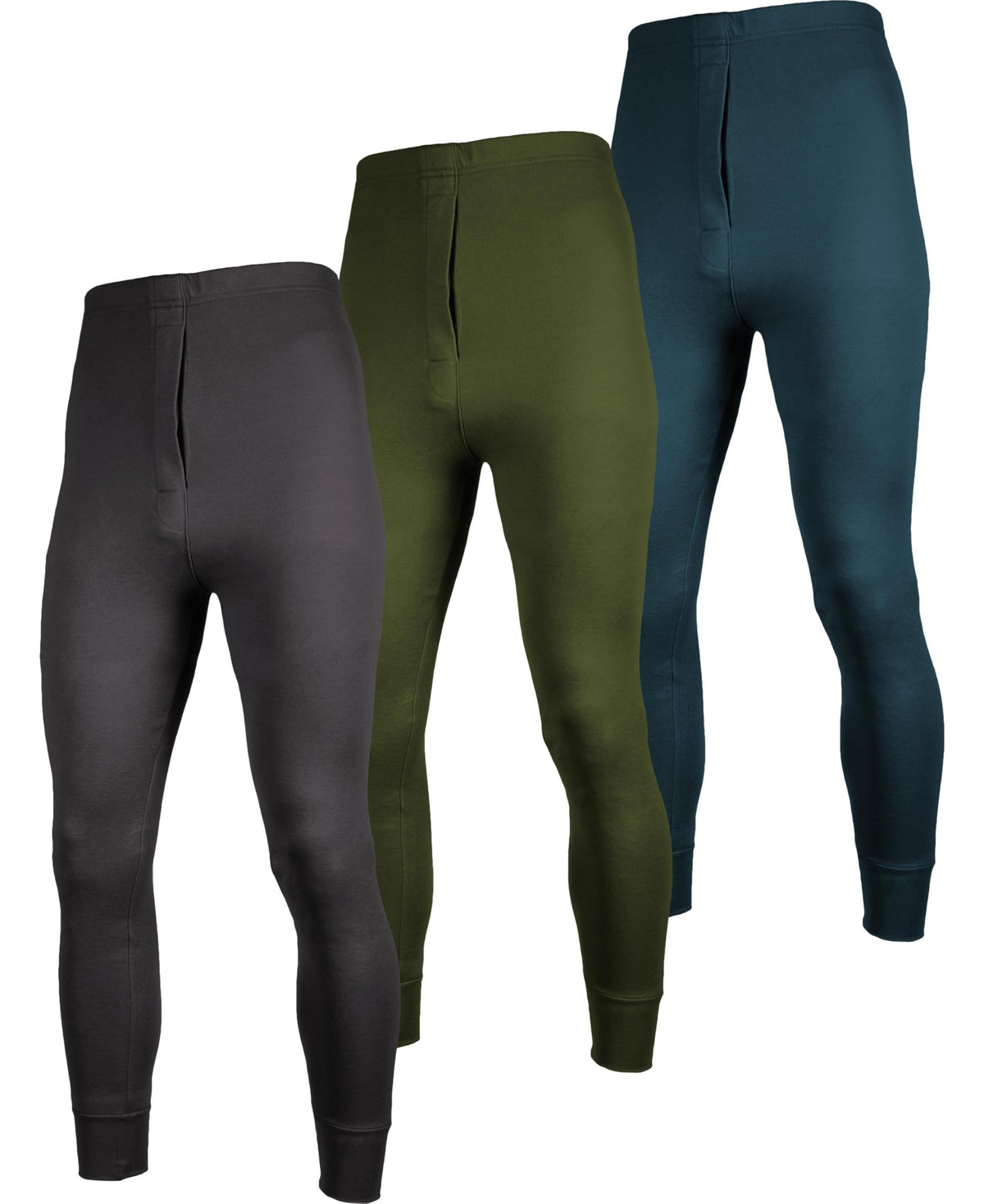 Andrew Scott Men's 3 Pack Premium Cotton Base Layer Long Thermal Underwear Pants
