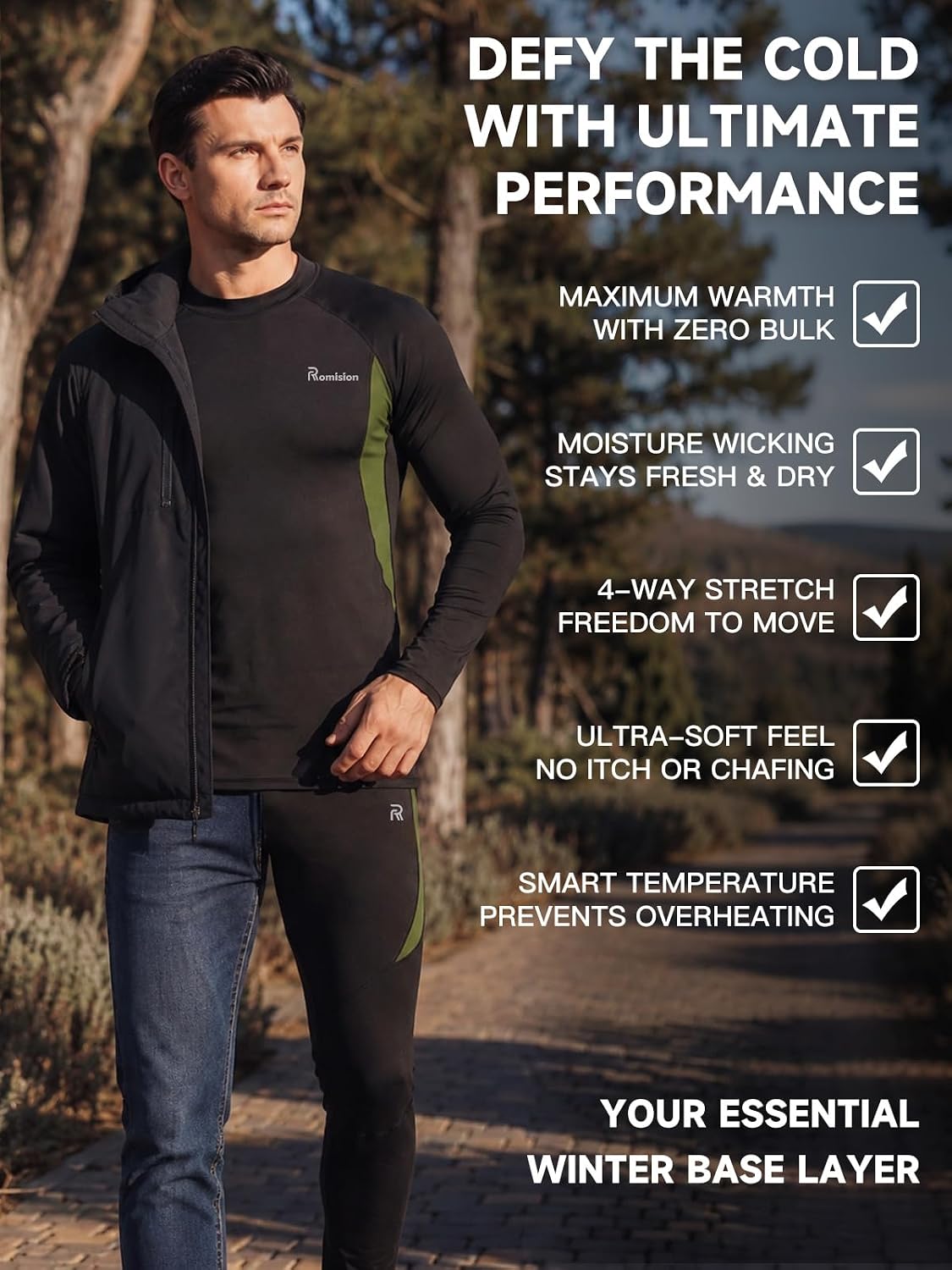 romision Thermal Underwear for Men Long Johns Set Hunting Gear Base Layer