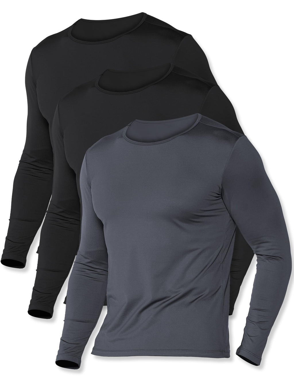 ZUTY 4 or 3 Pack Thermal Underwear for Men Long Sleeve Thermal Shirts Fleece Lined Soft Warm Base Layer Tops