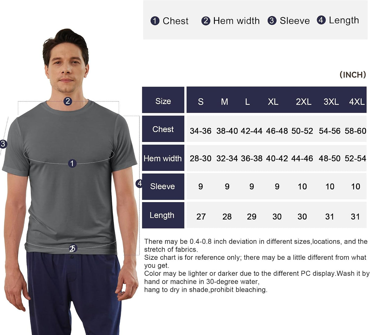 BAMBOO COOL Men's Undershirts Moisture Wicking Crewneck T Shirts 6 Pack