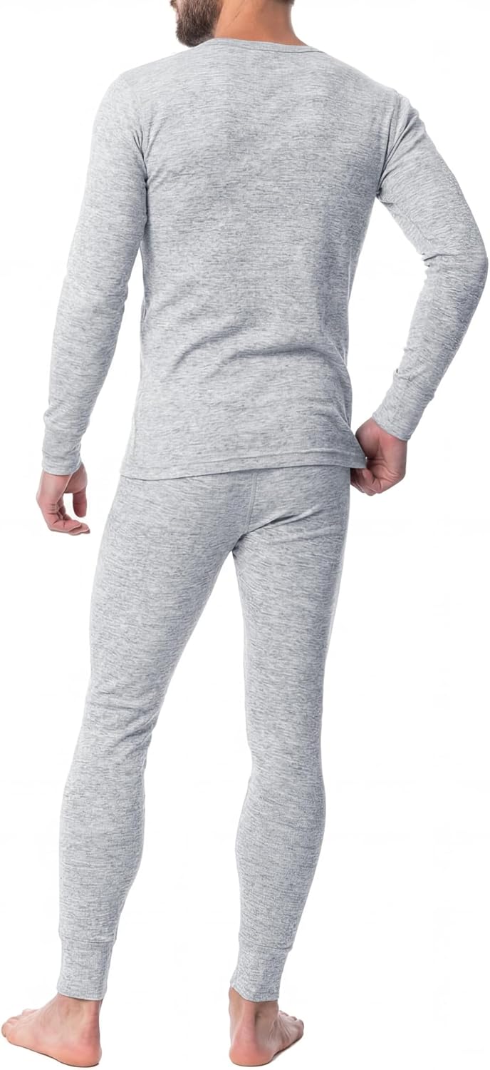 AMERICAN HEAVEN Men's Base Layer Thermal Underwear Set | 100% Cotton | Long Sleeve Top & Pant | Multi Packs