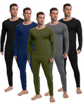Patelai 5 Sets Men's Fleece Lined Thermal Underwear Set