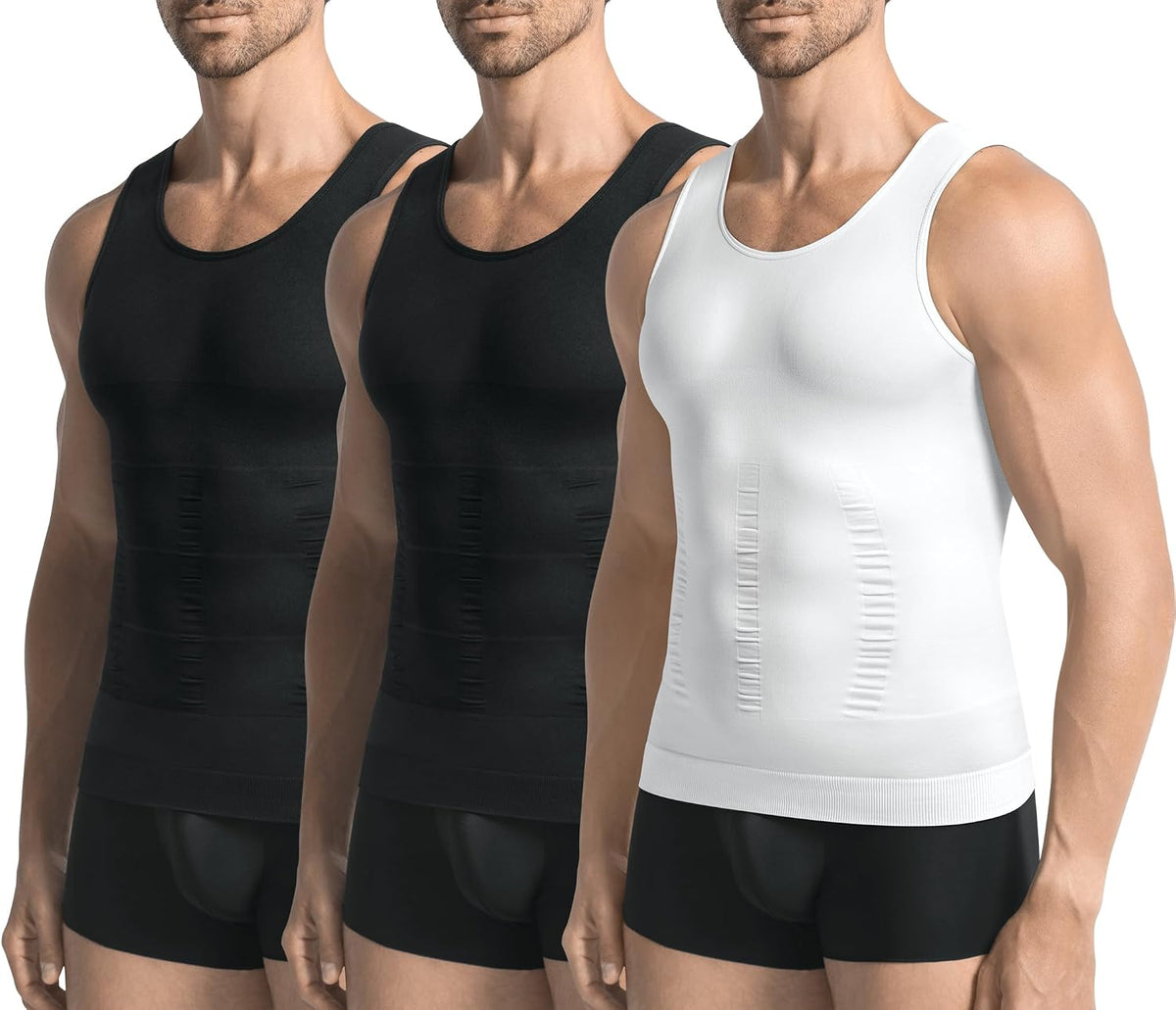 3 Pack Compression Shirt Men Body Shaper Vest Workout Tank Top