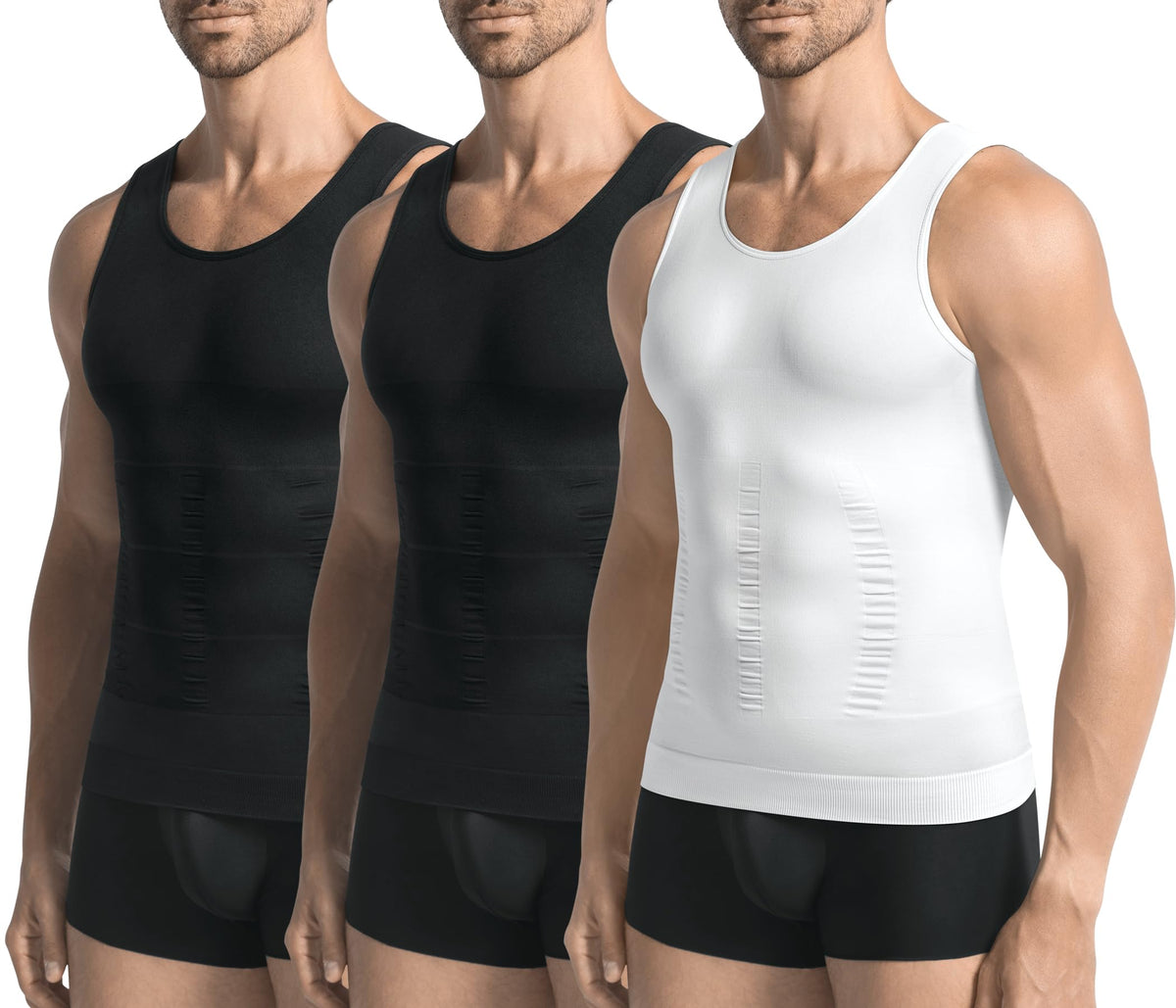 3 Pack Compression Shirt Men Body Shaper Vest Workout Tank Top
