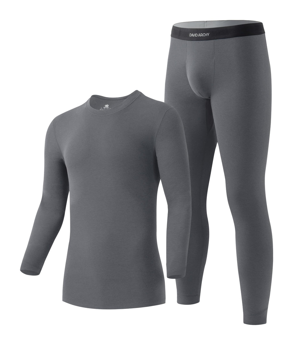DAVID ARCHY Men’s Lightweight Thermal Underwear Set, Breathable Comfort Base Layer for Cold Weather(30–55°F)