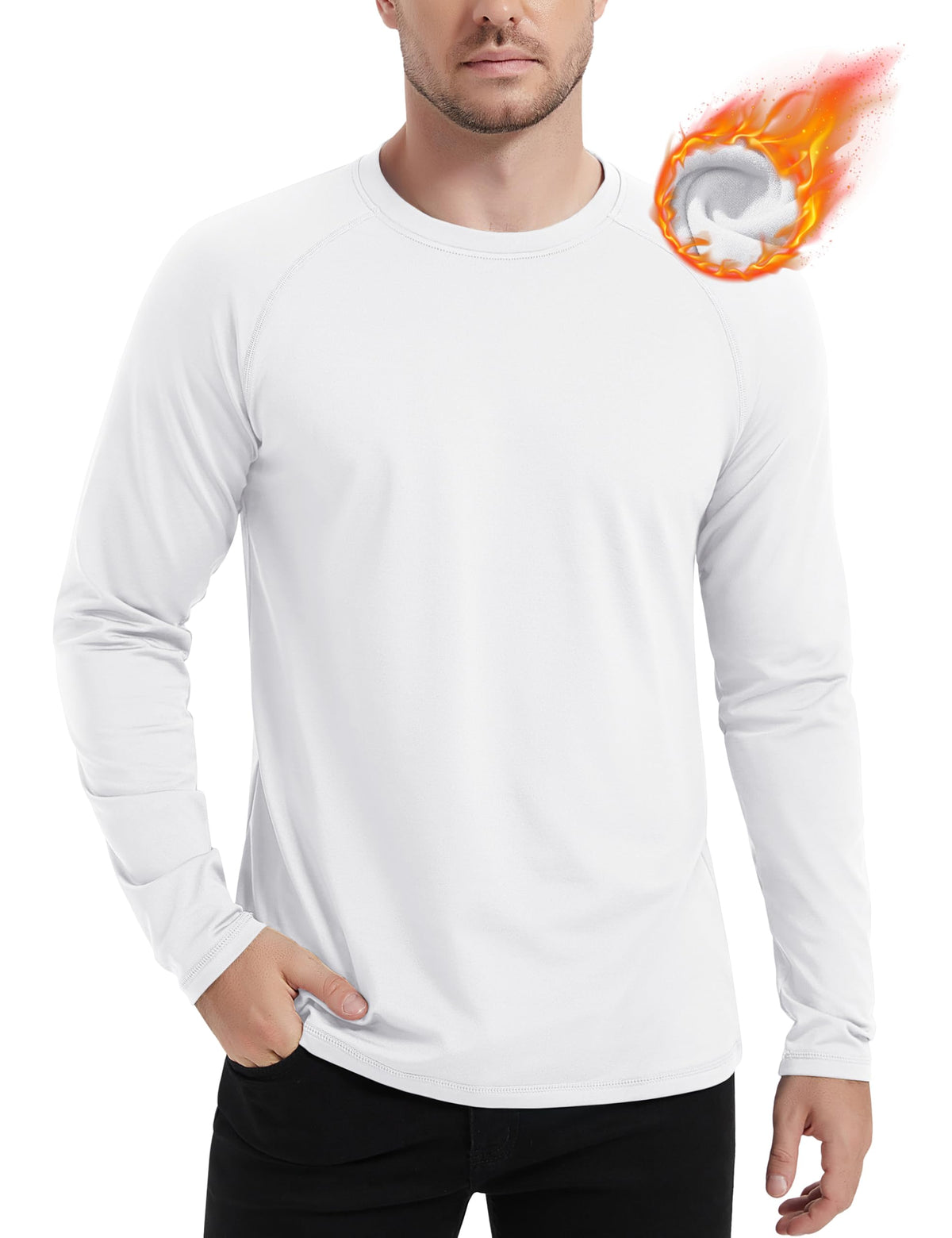 MAGCOMSEN Men's Thermal Shirt Fleece Lined Long Sleeve Athletic Base Layer Workout Top