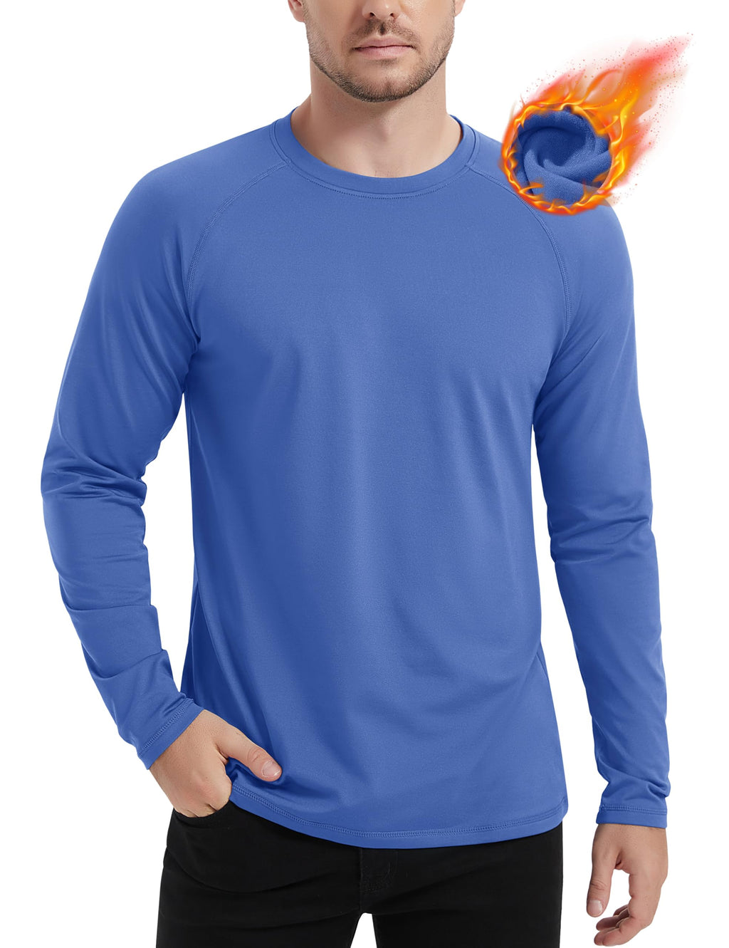 MAGCOMSEN Men's Thermal Shirt Fleece Lined Long Sleeve Athletic Base Layer Workout Top
