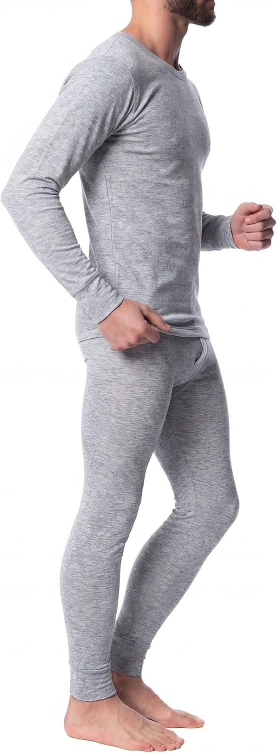 AMERICAN HEAVEN Men's Base Layer Thermal Underwear Set | 100% Cotton | Long Sleeve Top & Pant | Multi Packs