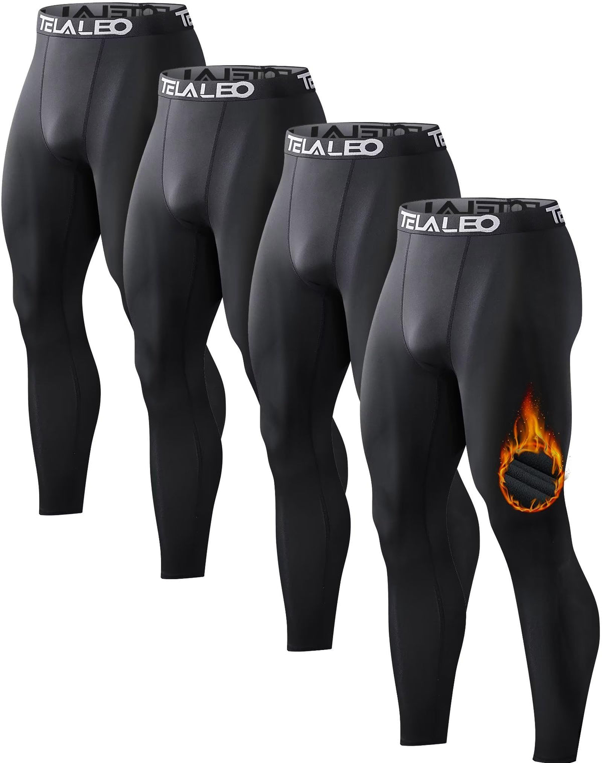 4 or 5 Pack Men's Thermal Compression Pants Fleece Lined Tights Leggings