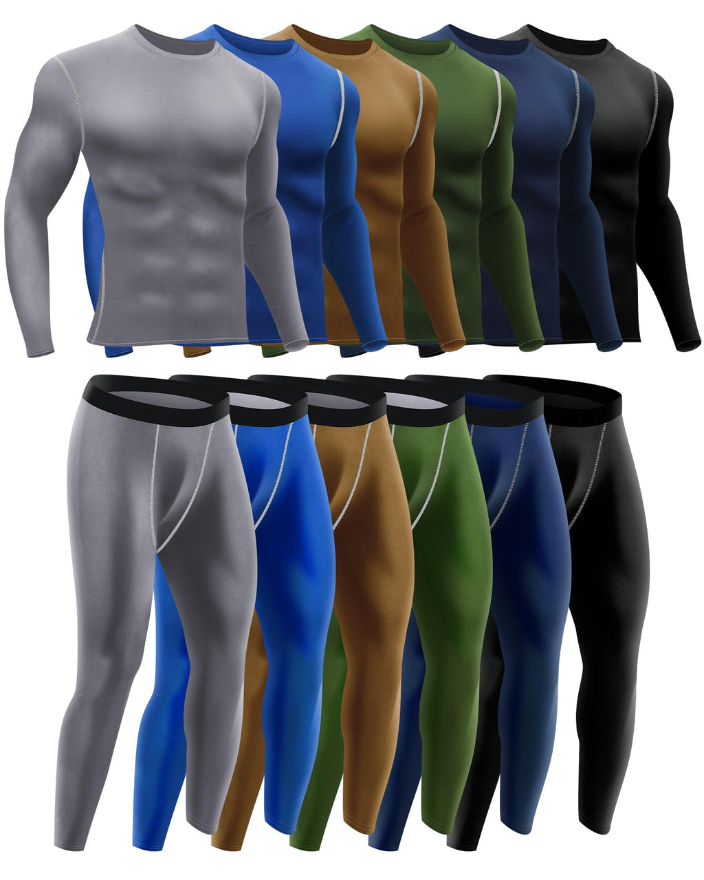 Hicarer 4/6 Set Mens Thermal Underwear Winter Base Layer