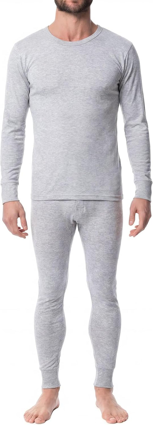 AMERICAN HEAVEN Men's Base Layer Thermal Underwear Set | 100% Cotton | Long Sleeve Top & Pant | Multi Packs