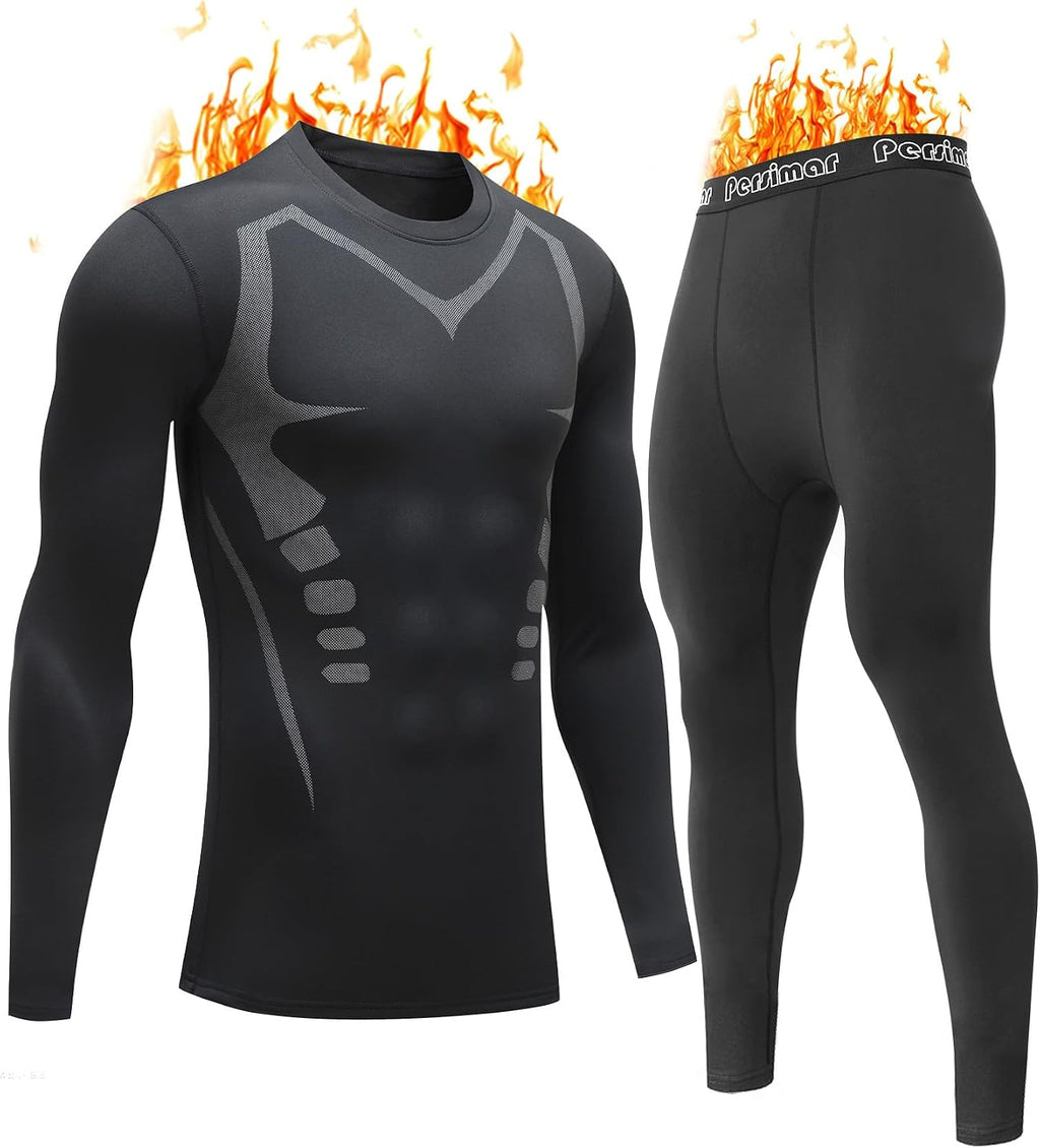 Thermal Underwear for Men Long Johns Set Fleece Lined Base Layer Winter