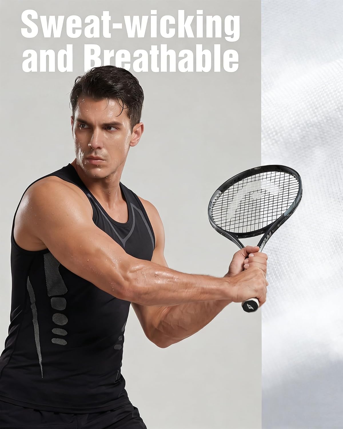 5 Pack Mens Sleeveless Workout Tank Tops Dry Fit Athletic Muscle Tee Shirts Black &White Undershirts for Gym, Running