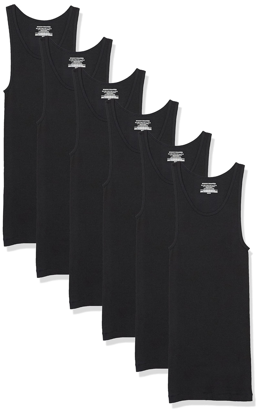 Amazon Essentials Men's Lightweight Breathable Cotton Slim Fit Tank Undershirts, Pack of 6