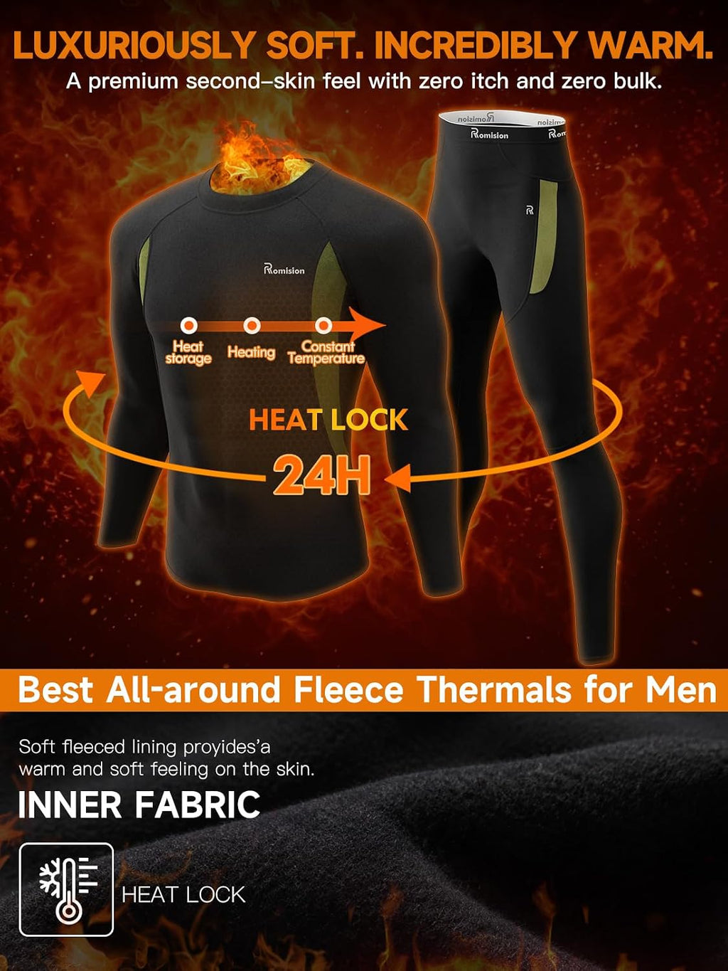 romision Thermal Underwear for Men Long Johns Set Hunting Gear Base Layer