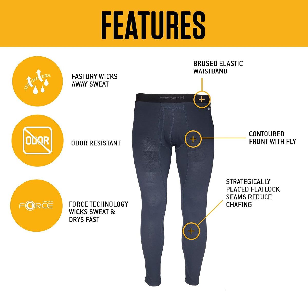 Carhartt Men's Force Midweight Waffle Base Layer Pant