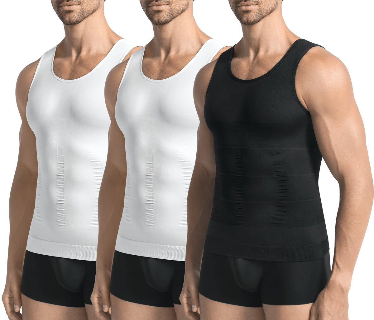 3 Pack Compression Shirt Men Body Shaper Vest Workout Tank Top