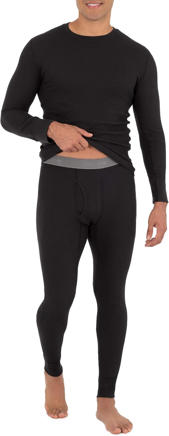 Fruit of the Loom Men's Recycled Waffle Thermal Underwear Set (Top and Bottom)