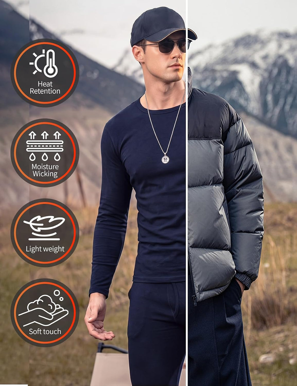 Arssm Men Thermal Underwear Sets Fleece Lined Base Layer Long Johns