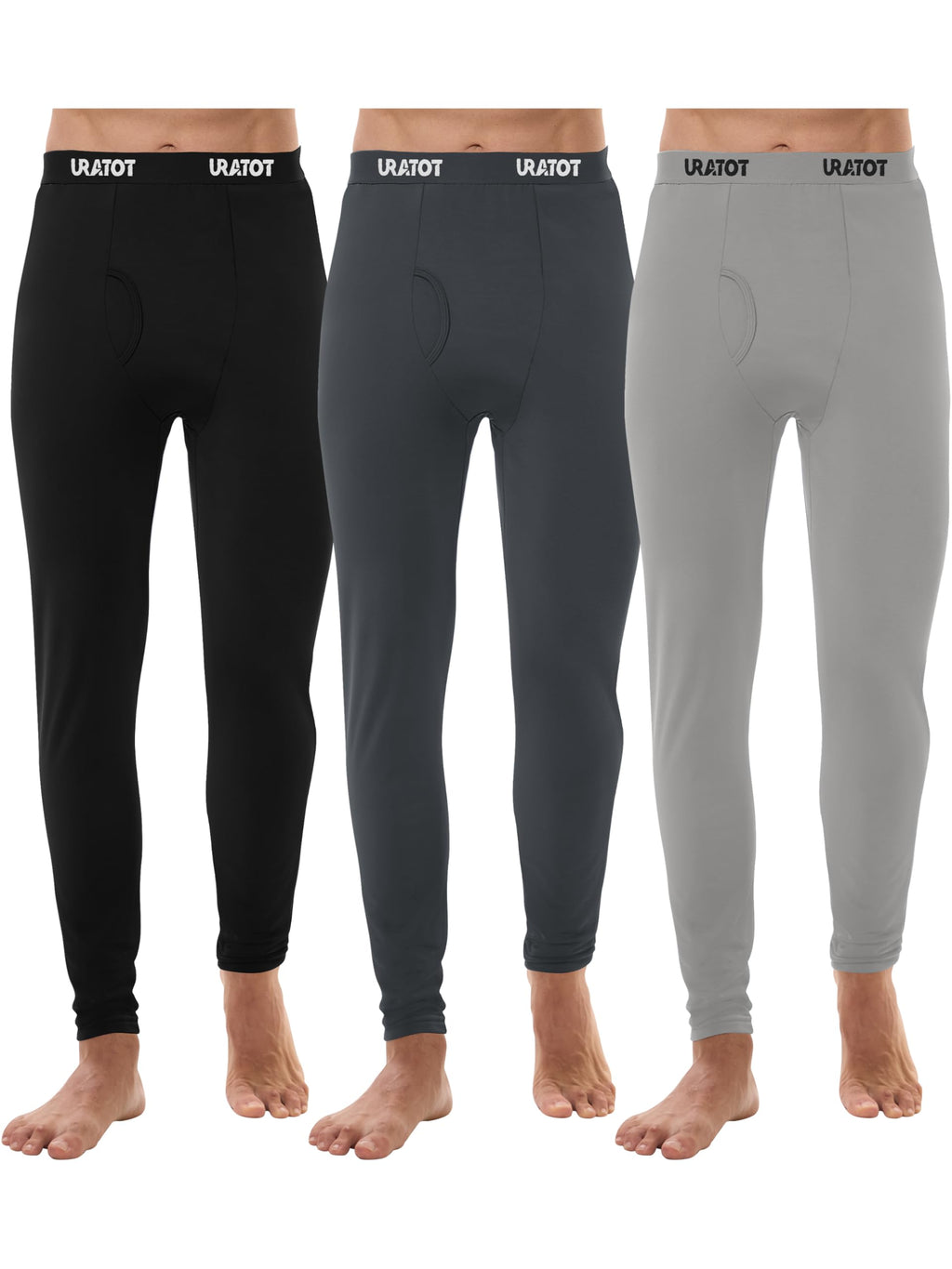 URATOT Men's Thermal Underwear Bottom Fleece Long Johns for Men Soft Warm Base Layer Thermal Pants for Cold Weather