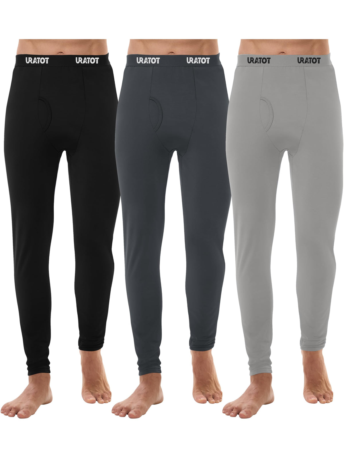 URATOT Men's Thermal Underwear Bottom Fleece Long Johns for Men Soft Warm Base Layer Thermal Pants for Cold Weather