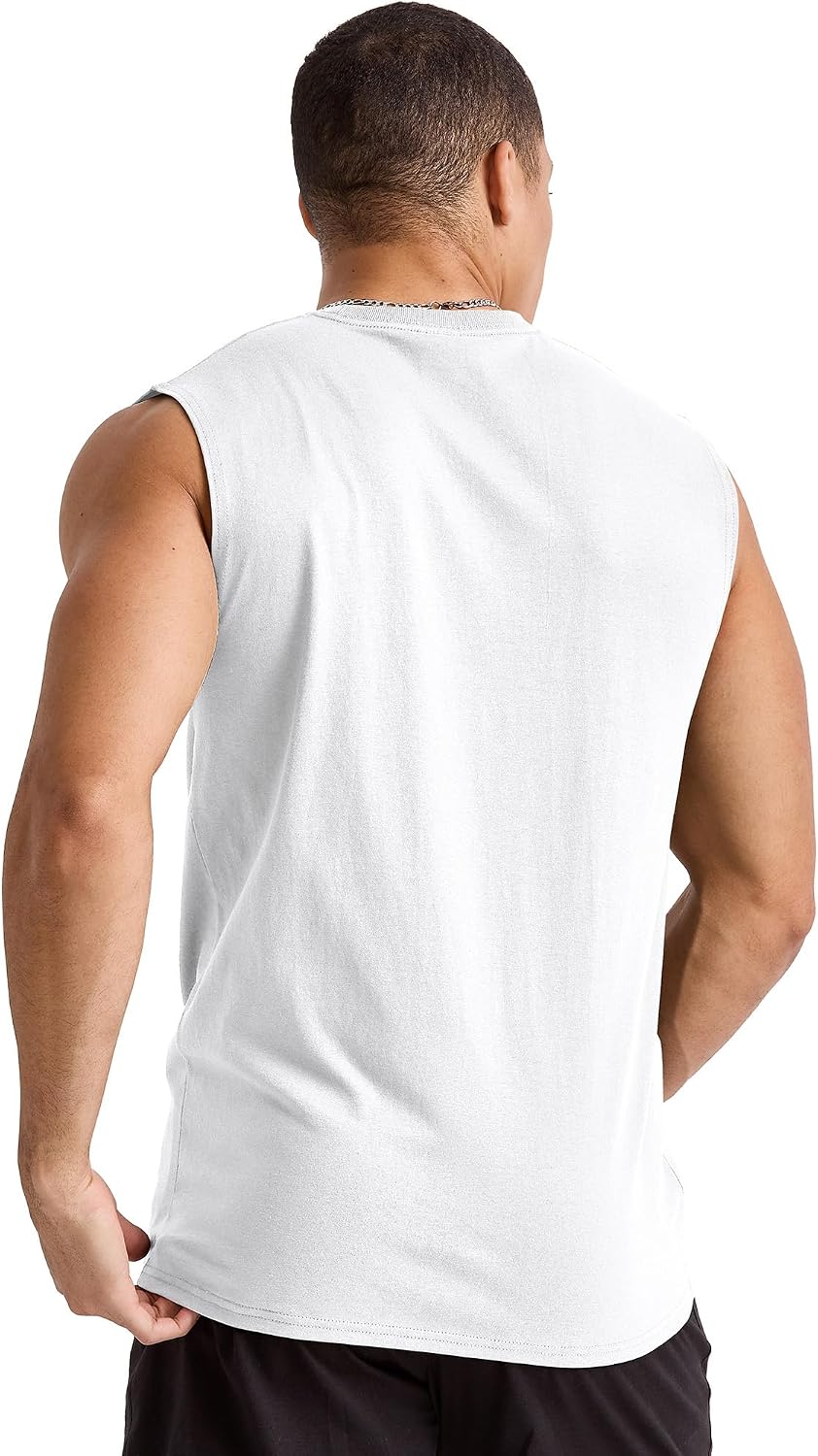 Hanes Men's Essentials Midweight Muscle T-Shirt Pack, Cotton Muscle Tank Shirts, 3-Pack