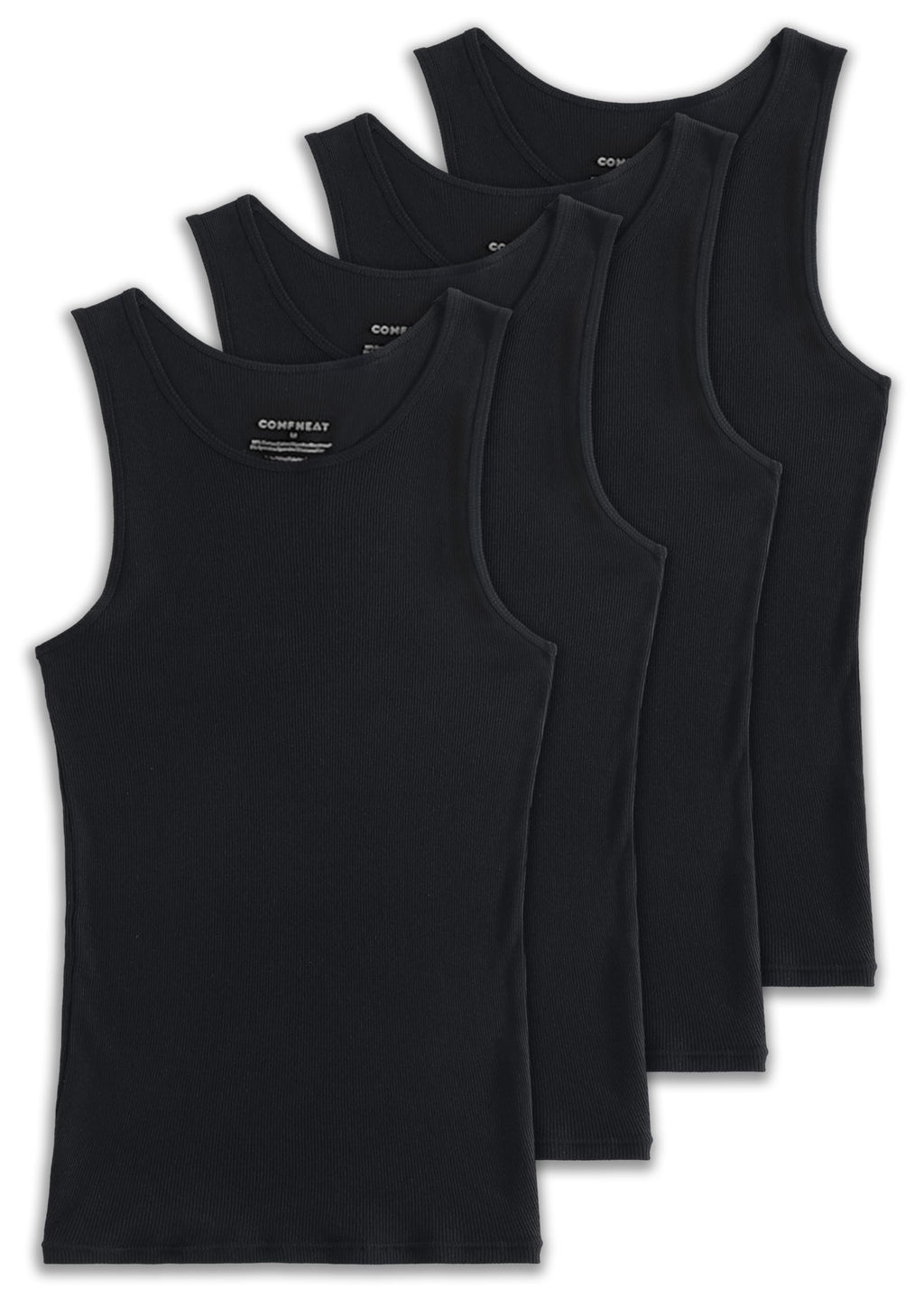Comfneat Men's 4-Pack Big & Tall Ribbed Tank Tops 100% Cotton Undershirts