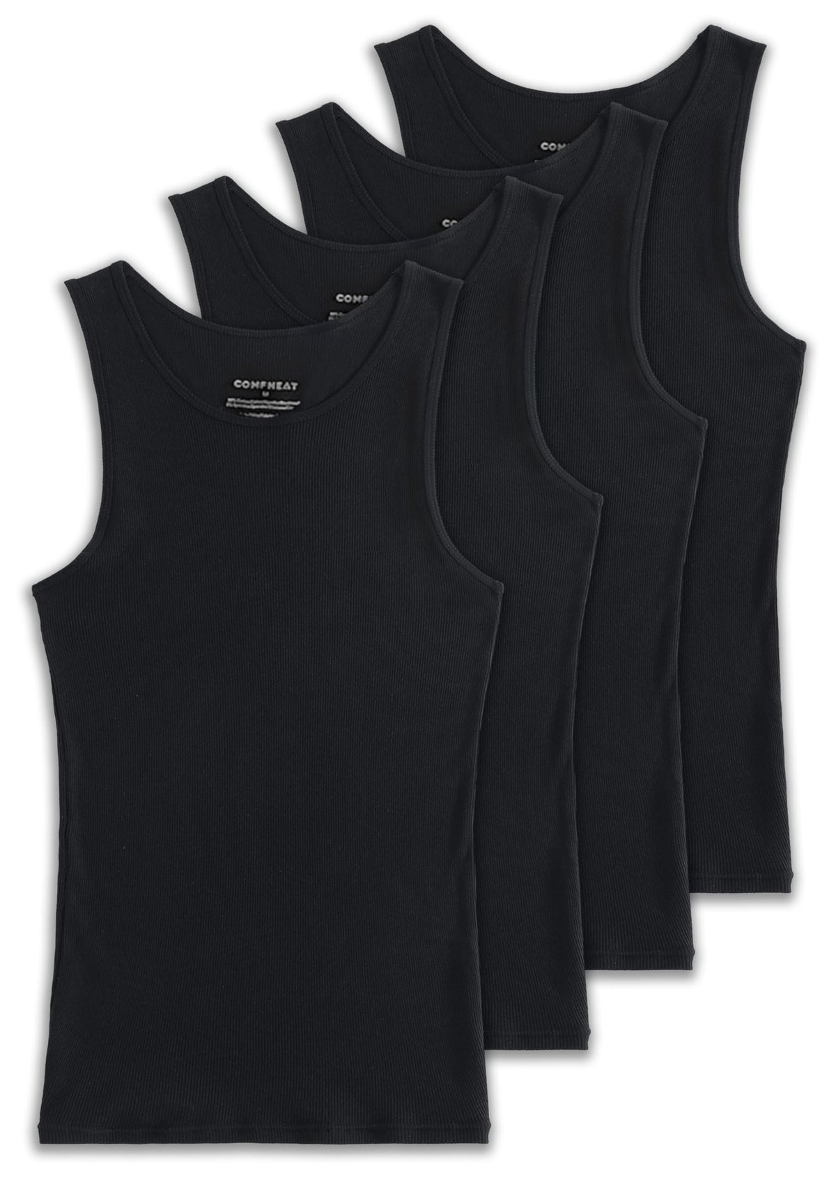 Comfneat Men's 4-Pack Big & Tall Ribbed Tank Tops 100% Cotton Undershirts