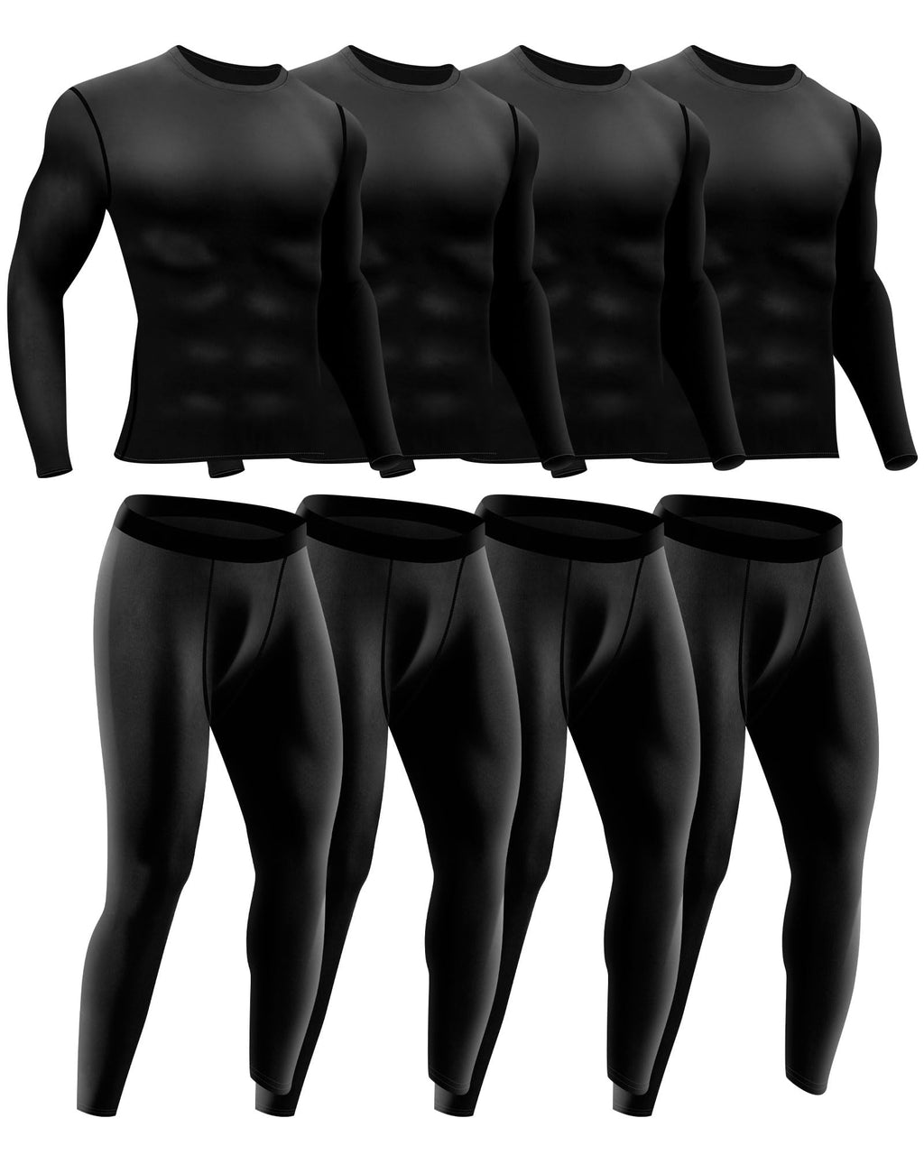 Hicarer 4/6 Set Mens Thermal Underwear Winter Base Layer