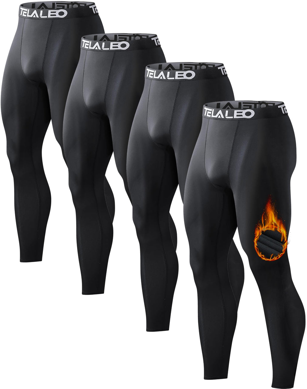 4 or 5 Pack Men's Thermal Compression Pants Fleece Lined Tights Leggings