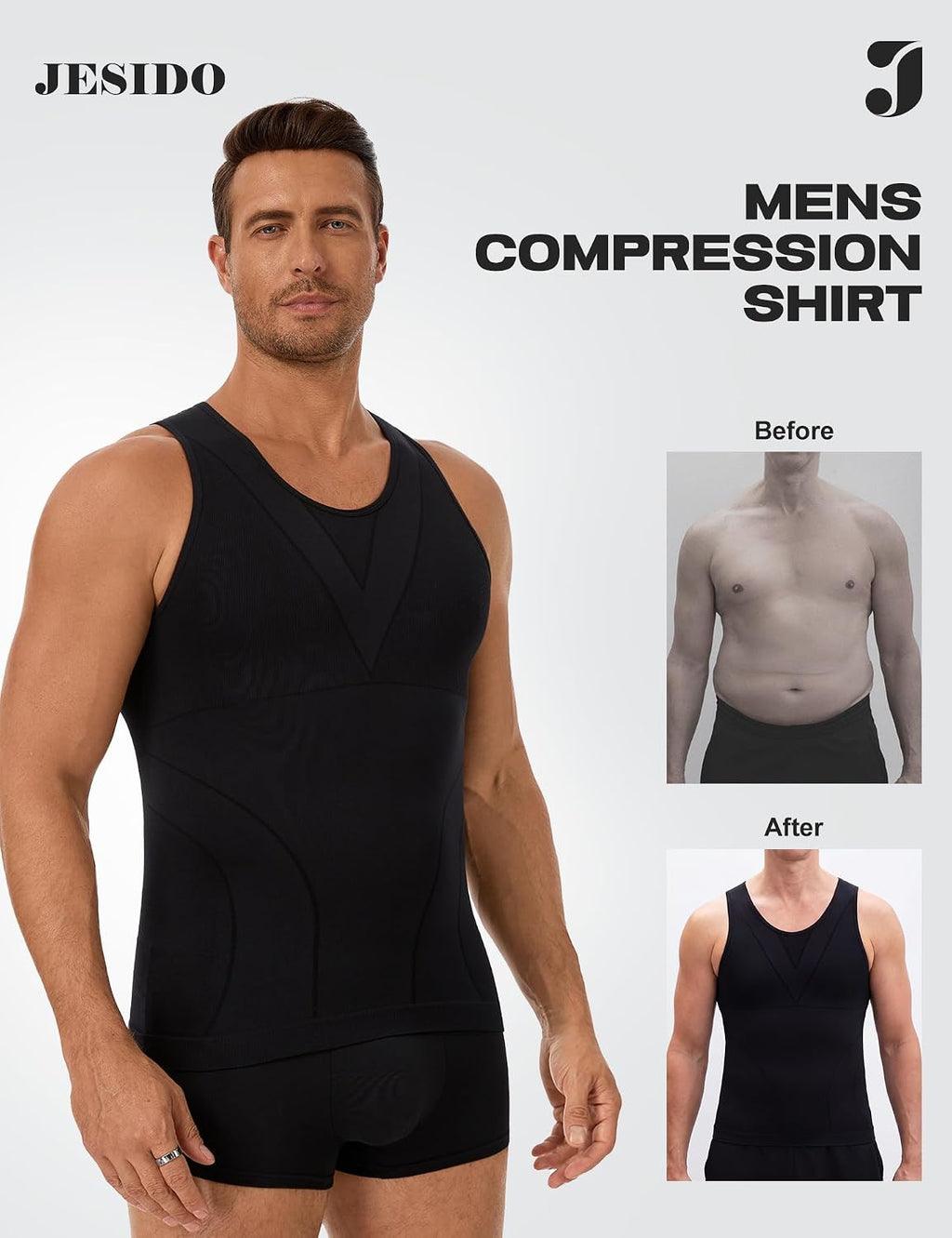 3 Pack Compression Shirt Men's Tummy Control Body Shaper Tank Top