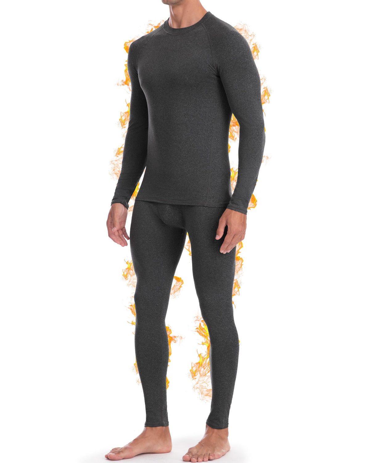Thermal Underwear for Men, Fleece Lined Long Johns Base Layer Set