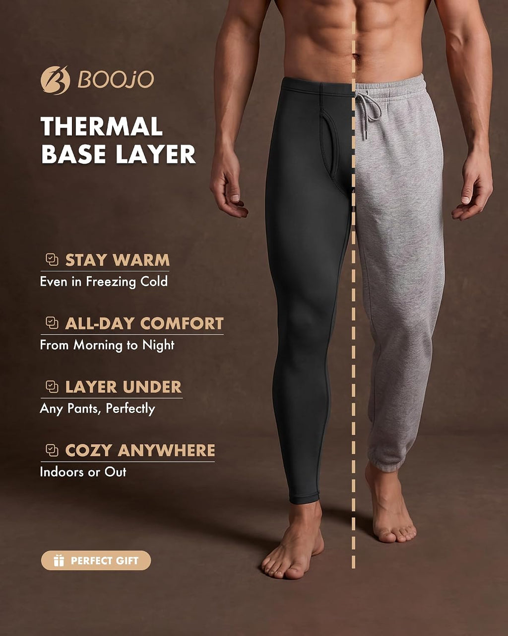 2 Pack Thermal Underwear for Men - Long Johns Fleece Lined Base Layer Pants