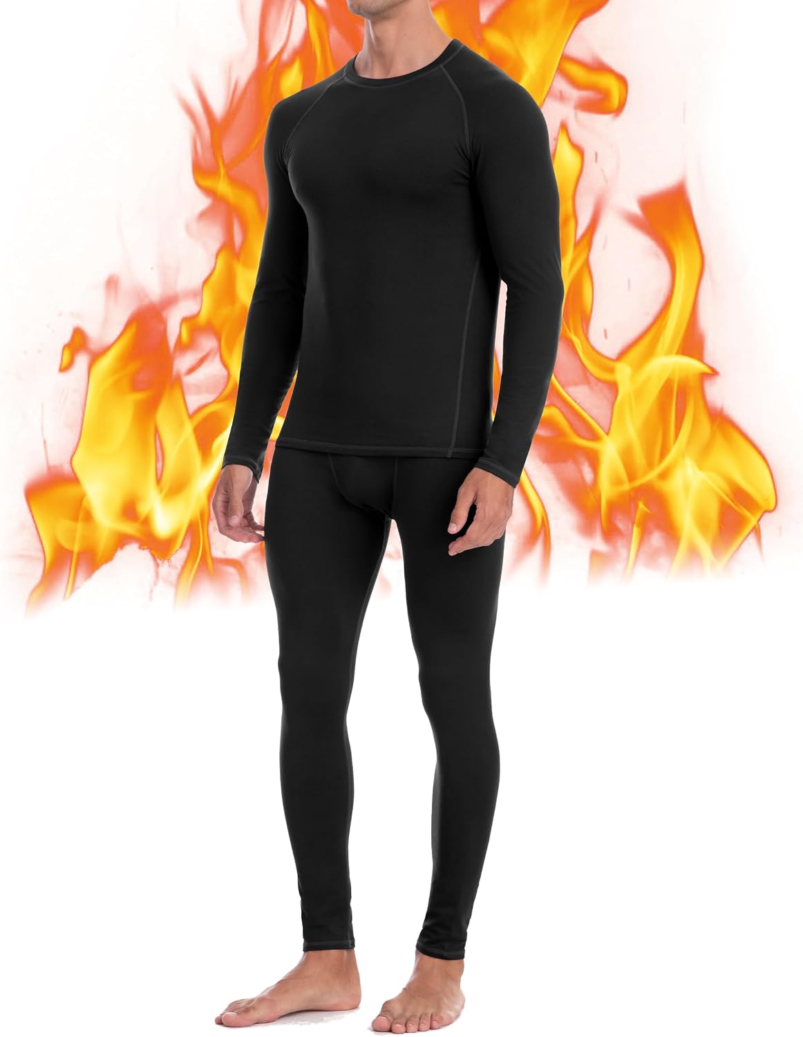 Thermal Underwear for Men, Fleece Lined Long Johns Base Layer Set