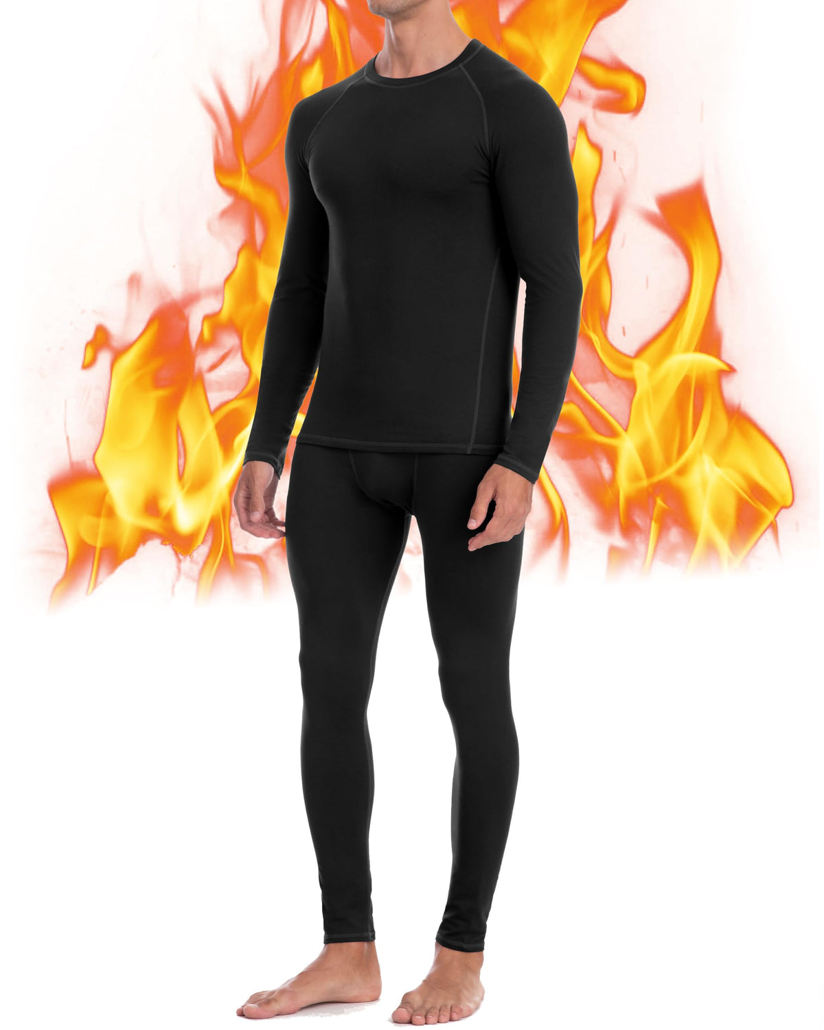 Thermal Underwear for Men, Fleece Lined Long Johns Base Layer Set