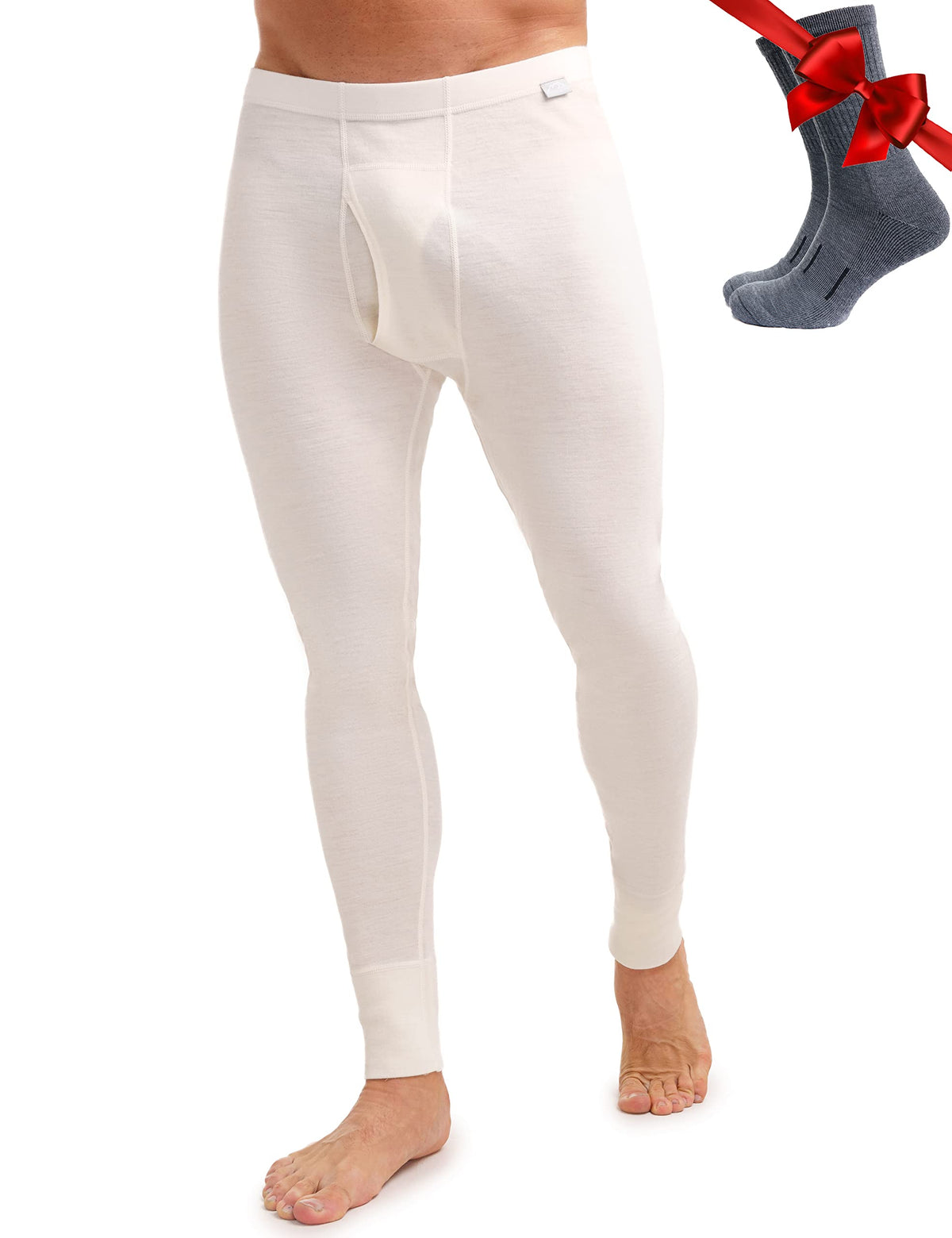 100% Merino Wool Base Layer Mens Pants - Thermal Underwear Long Johns