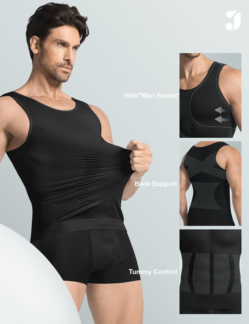 3 Pack Compression Shirt Men Body Shaper Vest Workout Tank Top