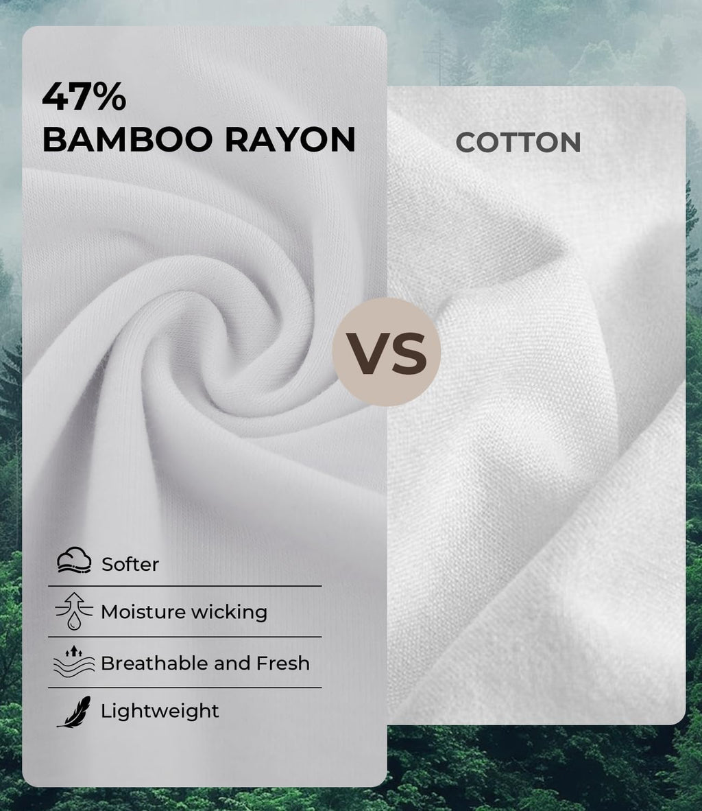 BAMBOO COOL Men's V Neck Undershirts 3 Pack Soft Breathable Slim Fit Tees